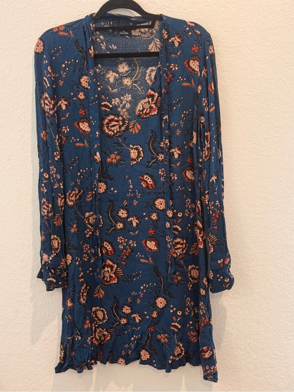 Sanctuary Teal Blue Floral Long Sleeve Dress
